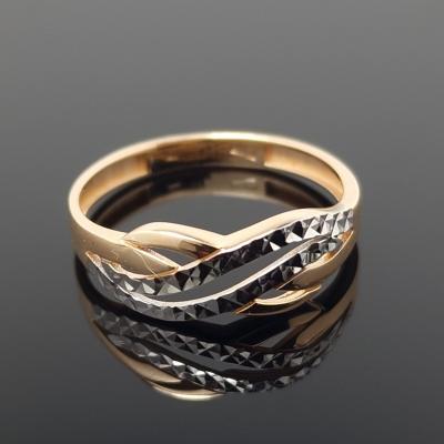 Auksinis žiedas su baltu auksu