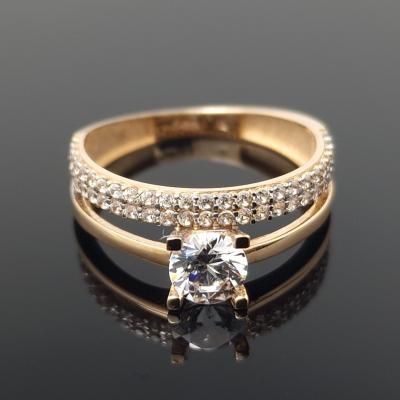 Dvigubas auksinis žiedas su akutėmis